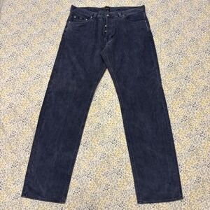 Hugo Boss Scout Corduroy Pants Mens Size 38x34 Navy Blue Button Fly Straight Leg